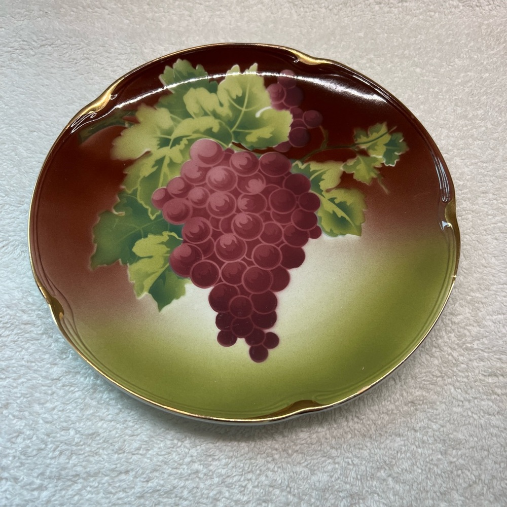 FINAL PRICE Grape plate with gold trim